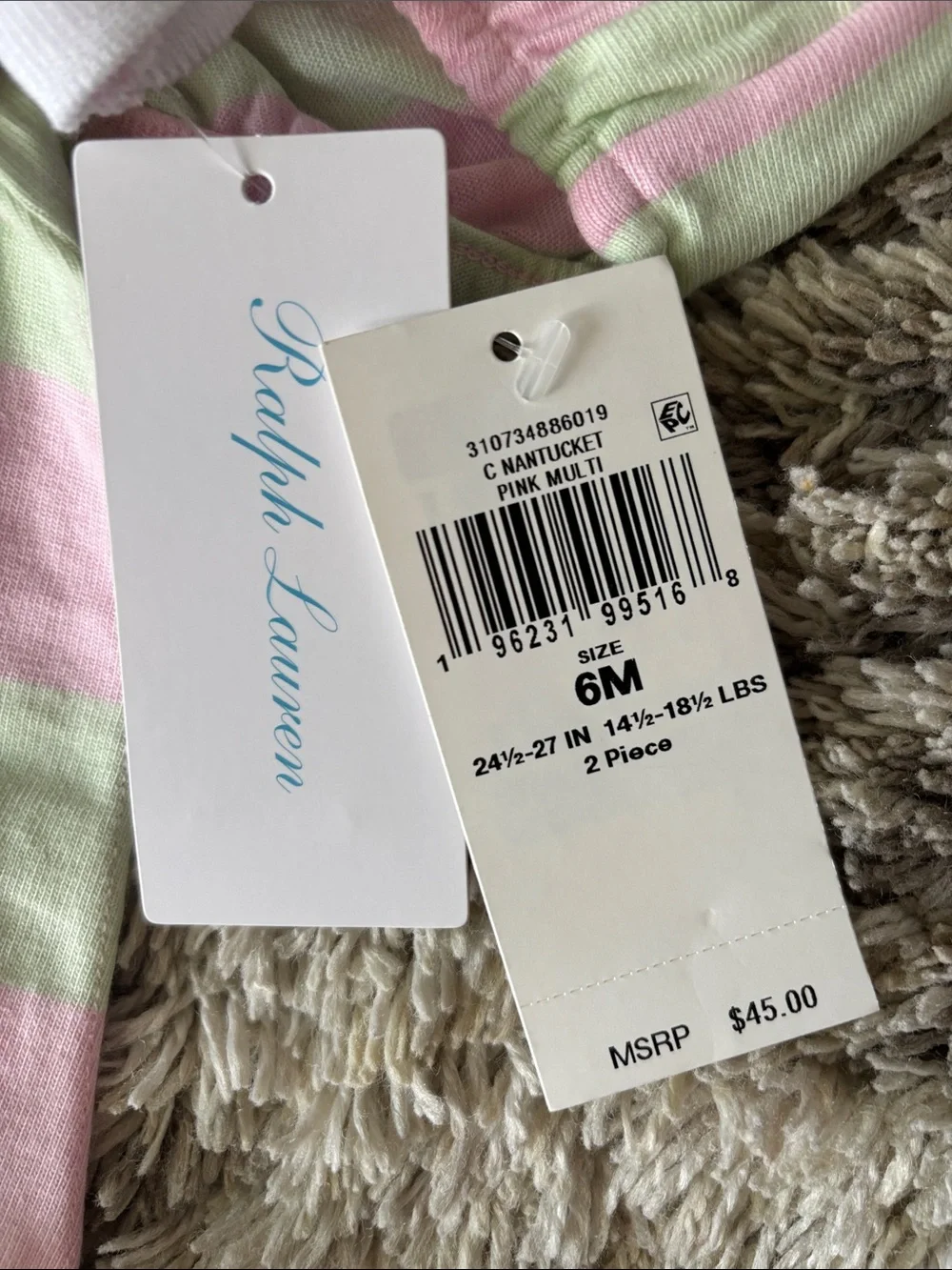 Ralph Lauren Pink & Mint Striped Polo Dress with Bloomers